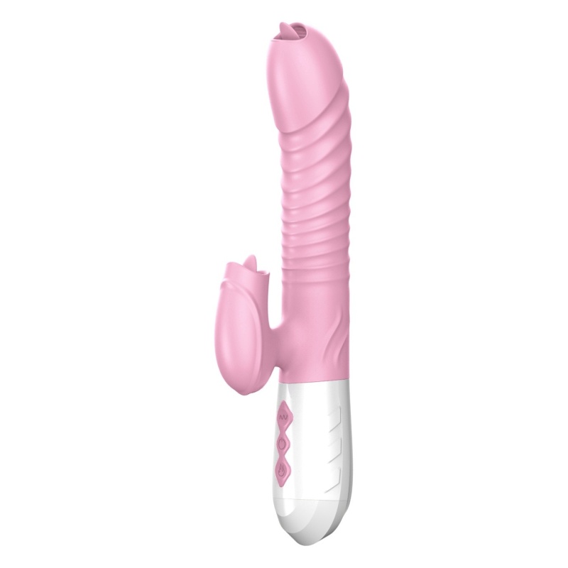 Wibrator silikonowy Silicone Vibrator USB 7 Function and Thrusting Function / Heating, pink - 7 funkcji wibracji, ruch posuwisto - 1