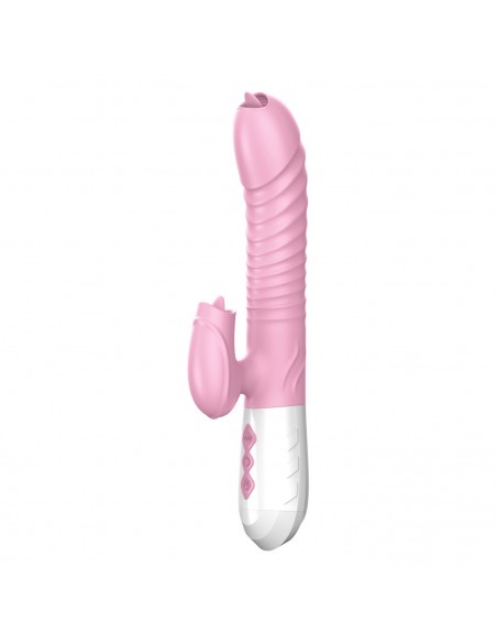 Wibrator króliczek Silicone Usb 7 Function And Thrusting Function / Heating, Pink - Wibratory Króliczki - 1