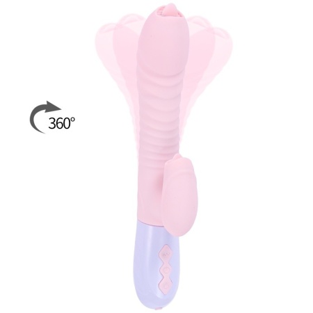 Wibrator silikonowy Silicone Vibrator USB 7 Function and Thrusting Function / Heating, pink - 7 funkcji wibracji, ruch posuwisto - 3