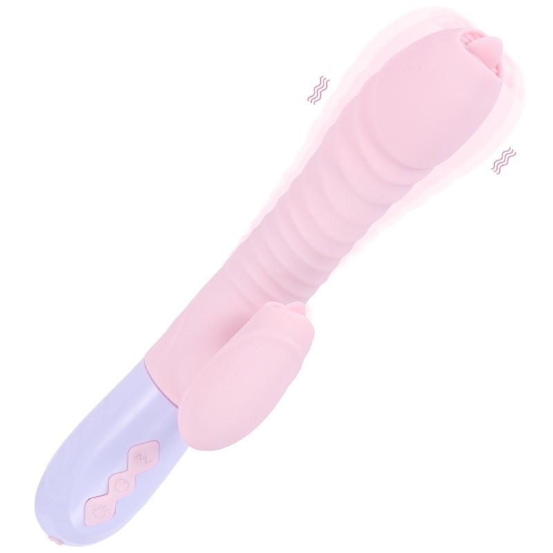 Wibrator króliczek Silikonowy Usb 7 Function And Thrusting Function / Heating, Różowy - 4