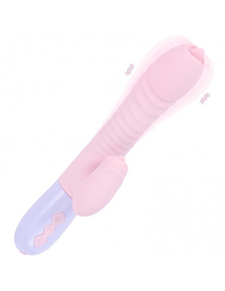 Wibrator króliczek Silicone Usb 7 Function And Thrusting Function / Heating, Pink - Wibratory Króliczki - 4