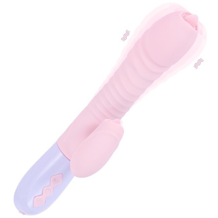 Wibrator silikonowy Silicone Vibrator USB 7 Function and Thrusting Function / Heating, pink - 7 funkcji wibracji, ruch posuwisto - 4