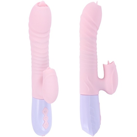 Wibrator silikonowy Silicone Vibrator USB 7 Function and Thrusting Function / Heating, pink - 7 funkcji wibracji, ruch posuwisto - 7