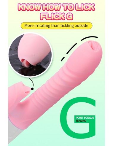 Wibrator króliczek Silicone Usb 7 Function And Thrusting Function / Heating, Pink - Wibratory Króliczki - 10