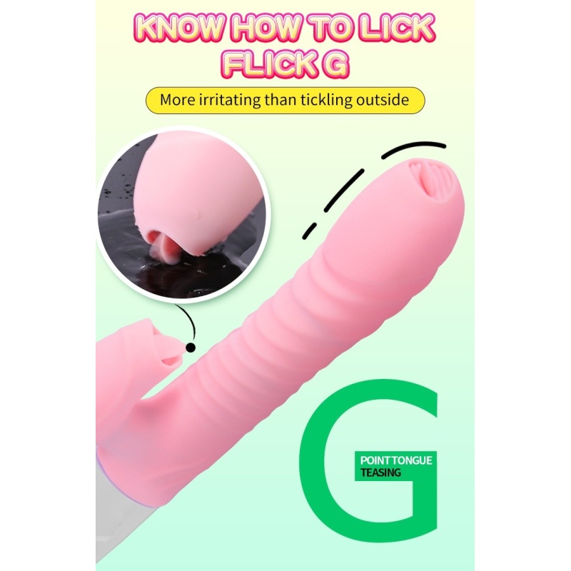 Wibrator silikonowy Silicone Vibrator USB 7 Function and Thrusting Function / Heating, pink - 7 funkcji wibracji, ruch posuwisto - 10