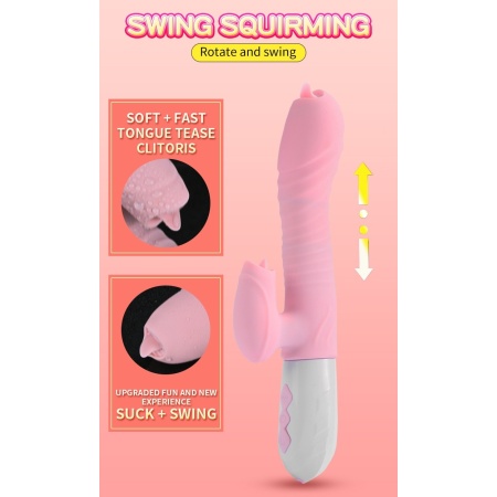 Wibrator króliczek Silikonowy Usb 7 Function And Thrusting Function / Heating, Różowy - 11