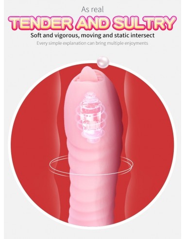 Wibrator króliczek Silicone Usb 7 Function And Thrusting Function / Heating, Pink - Wibratory Króliczki - 12