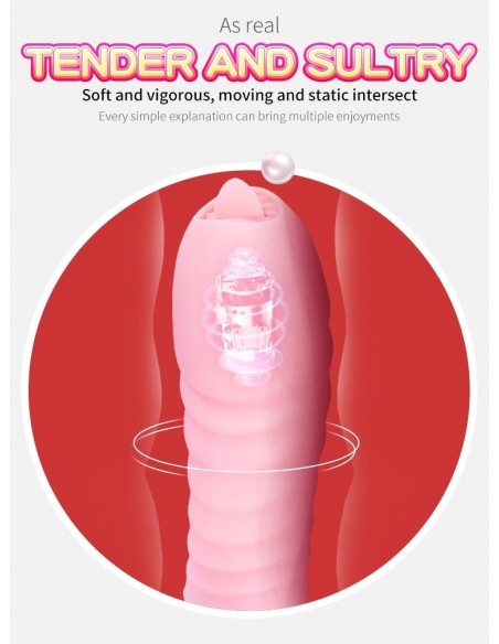 Wibrator króliczek Silicone Usb 7 Function And Thrusting Function / Heating, Pink - Wibratory Króliczki - 12