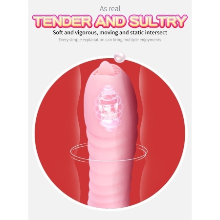 Wibrator króliczek Silikonowy Usb 7 Function And Thrusting Function / Heating, Różowy - 12
