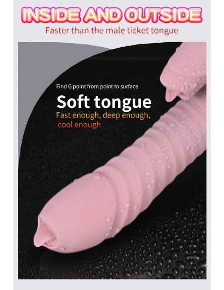 Wibrator króliczek Silicone Usb 7 Function And Thrusting Function / Heating, Pink - Wibratory Króliczki - 13