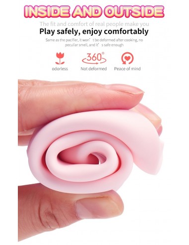 Wibrator króliczek Silicone Usb 7 Function And Thrusting Function / Heating, Pink - Wibratory Króliczki - 14