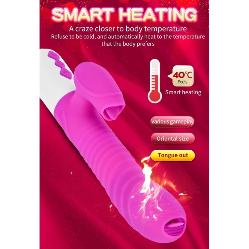 Wibrator silikonowy Silicone Vibrator USB 7 Function and Thrusting Function / Heating, pink - 7 funkcji wibracji, ruch posuwisto - 18