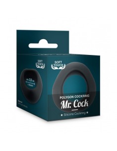 Pierścień erekcyjny Mr. Cock Polygon Silicone Cockring Black - Pierścienie erekcyjne niewibrujące - 1