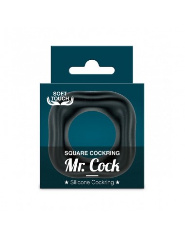 Pierścień erekcyjny Mr.Cock Square Silicone Cockring Black - Pierścienie erekcyjne niewibrujące - 3