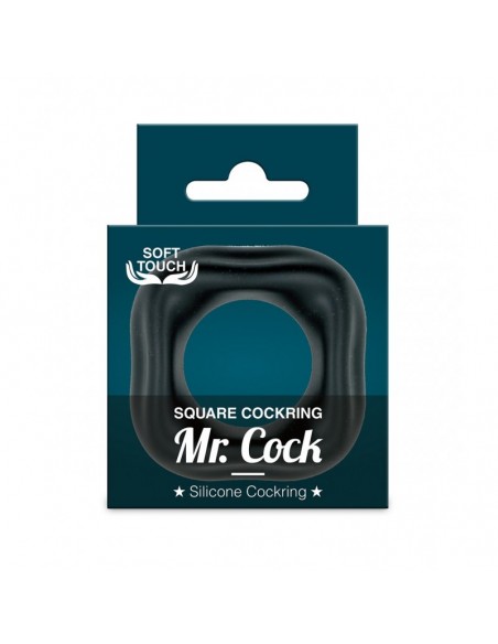 Pierścień erekcyjny Mr.Cock Square Silicone Cockring Black - Pierścienie erekcyjne niewibrujące - 3