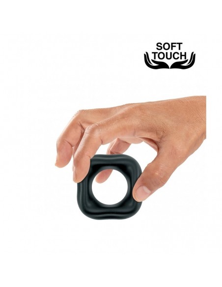 Pierścień erekcyjny Mr.Cock Square Silicone Cockring Black - Pierścienie erekcyjne niewibrujące - 1