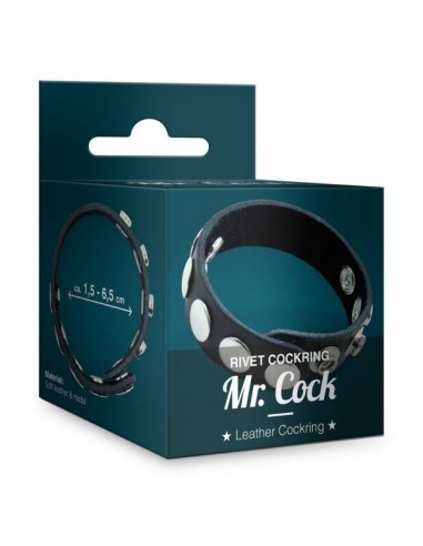 Pierścień erekcyjny Mr. Cock Rivet Leather Cockring Black - Pierścienie erekcyjne niewibrujące - 2