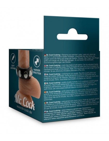 Pierścień erekcyjny Mr. Cock Rivet Leather Cockring Black - Pierścienie erekcyjne niewibrujące - 4