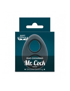 Pierścień erekcyjny Mr.Cock Duo Silicone Cockring Black - Pierścienie erekcyjne niewibrujące - 1 2
