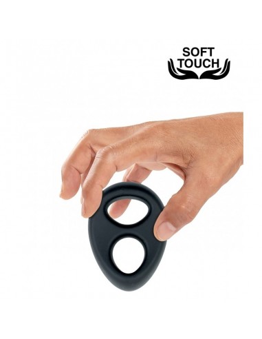 Pierścień erekcyjny Mr.Cock Duo Silicone Cockring Black - Pierścienie erekcyjne niewibrujące - 5
