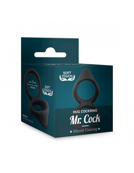 Pierścień erekcyjny Mr.Cock Hug Silicone Cockring Black - Pierścienie erekcyjne niewibrujące - 1