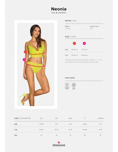 Komplet bielizny Neonia Top I Figi Żółty  S/M - Komplety bielizny erotycznej - 7