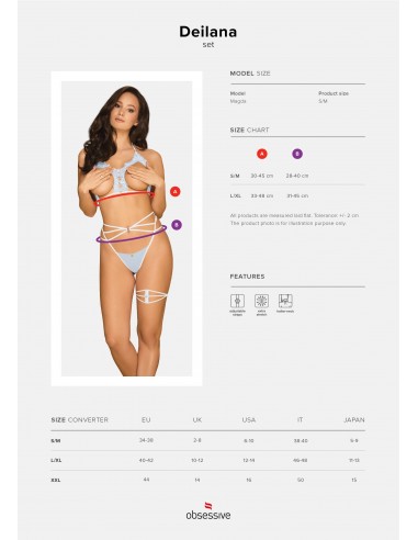 Komplet Bielizny Deilana 2-Częściowy Niebieski S/M - Komplety bielizny erotycznej - 7