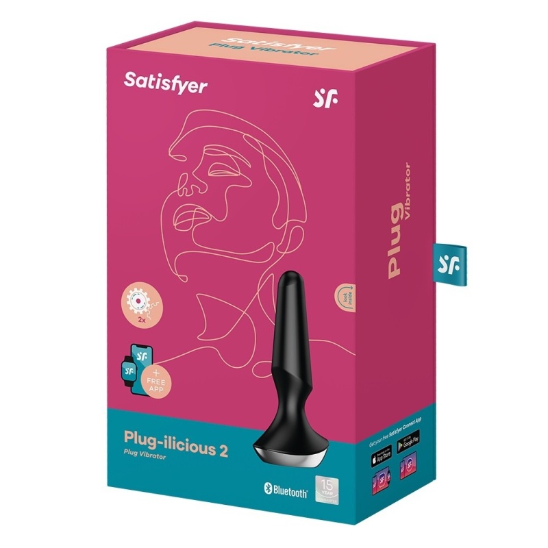 Wibrator analny Plug-ilicious 2 Black - dwa silniki, IPX7, 13,3 cm - 5