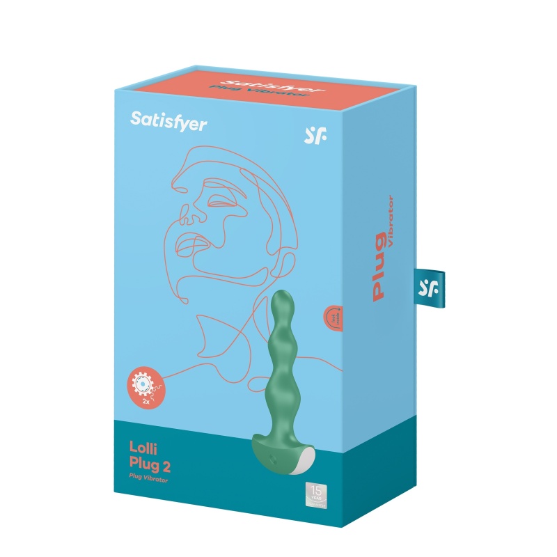 Wibrator analny Lolli Plug 2 Green - kulkowy profil o rosnącej średnicy, 2 silniki, długość 14 cm - 6