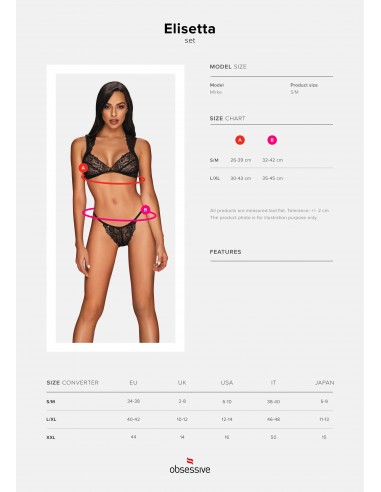 Komplet Bielizny Elisetta 2-Częściowy  S/M - Komplety bielizny erotycznej - 7