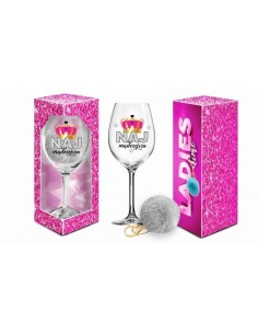 LADIES TIME - kieliszek do wina Signoria 700ml + pompon  - Najmądrzejsza - Wieczór panieński - 1