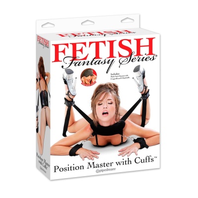 Position Master With Cuffs Black - system unieruchamiania z regulowanych pasów nylonowych i metalowych pierścieni, opakowanie 22 - 1