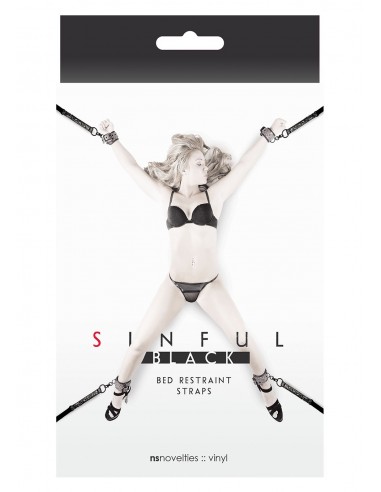 Wiązania-SINFUL BED RESTRAINT STRAPS BLACK - Uprzęże BDSM - 2
