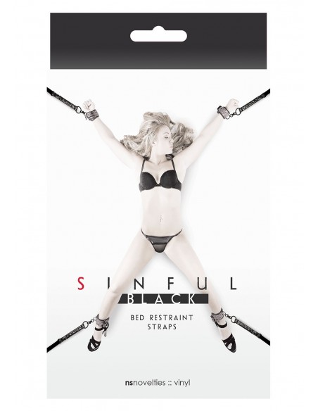 Wiązania-SINFUL BED RESTRAINT STRAPS BLACK - Uprzęże BDSM - 2