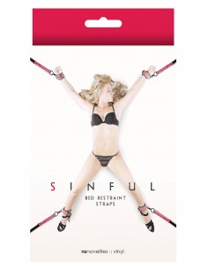 Wiązania-SINFUL BED RESTRAINT STRAPS PINK - Uprzęże BDSM - 1 2