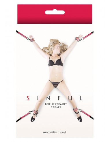 Wiązania-SINFUL BED RESTRAINT STRAPS PINK - Uprzęże BDSM - 2