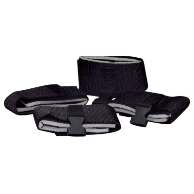 Pasy pod materac z kajdankami Bed Shackles – zestaw 4 wyściełanych mankietów na rzep, pasy 2×320 cm + łącznik 180 cm - 1 2