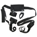 Zestaw do krępowania BK Bondage Set – obroża szyjna 10 cm, dwa pasy 155 cm, wyściełane mankiety na rzepy i karabinki metalowe - 2