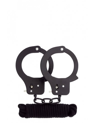 Kajdanki Bondx Metal Cuffs / Love Rope Set-Black - Kajdanki erotyczne - 1