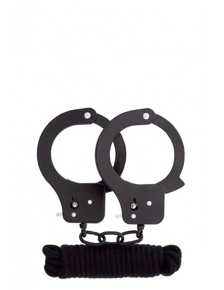 Kajdanki Bondx Metal Cuffs / Love Rope Set-Black - Kajdanki erotyczne - 1
