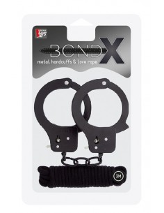 Kajdanki Bondx Metal Cuffs / Love Rope Set-Black - Kajdanki erotyczne - 1 2