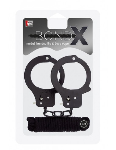 Kajdanki Bondx Metal Cuffs / Love Rope Set-Black - Kajdanki erotyczne - 2