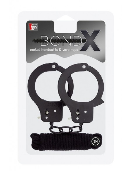 Kajdanki Bondx Metal Cuffs / Love Rope Set-Black - Kajdanki erotyczne - 2