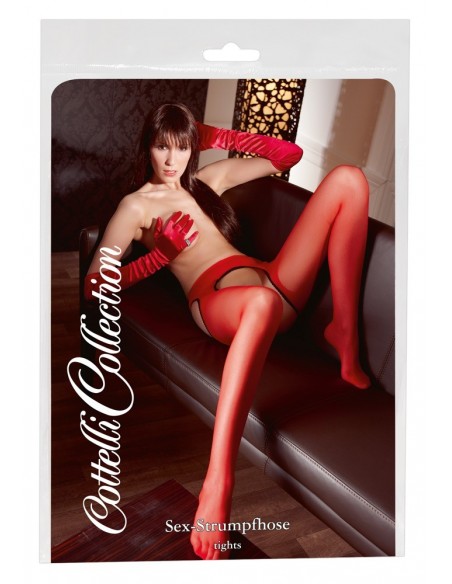 Rajstopy z dużym wycięciem Sex Tights red S/M - Rajstopy - 1