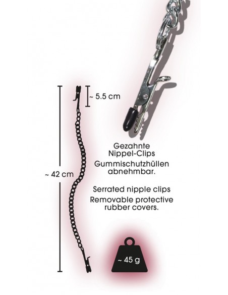 Klamry na sutki Nipple Chain With Clamps - Klamry i klipsy na sutki - 7