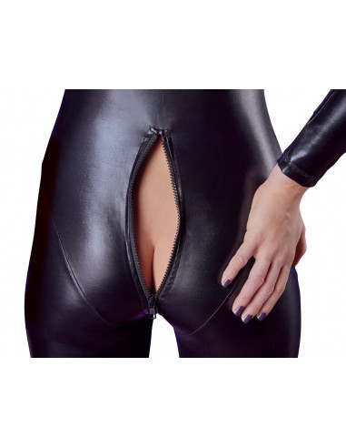 Czarny strój z zamkiem Jumpsuit with Long Sleeves XS - Wetlook, Vinyl, Datex, Latex - 4