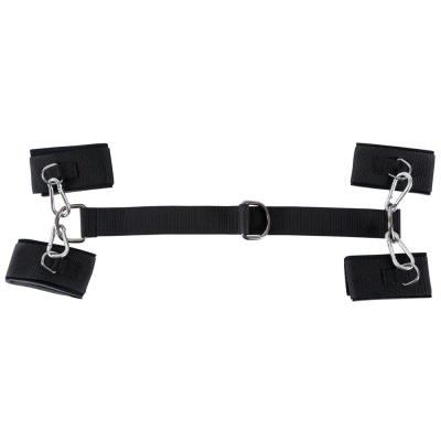 Zestaw kajdanek na nadgarstki i mankietów na kostki BK Handcuffs / Ankle Cuffs – wyściełane rzepy z 43 cm linką łączącą - 1 2