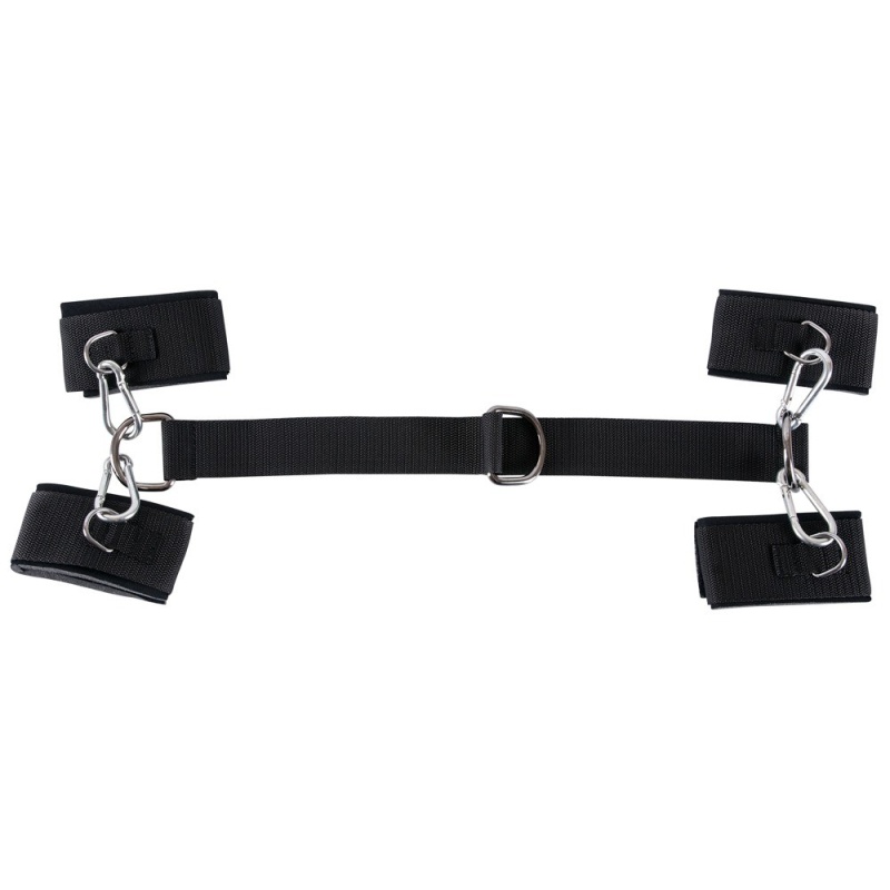 Zestaw kajdanek na nadgarstki i mankietów na kostki BK Handcuffs / Ankle Cuffs – wyściełane rzepy z 43 cm linką łączącą - 2