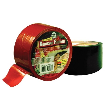 Taśma do krępowania BONDAGE RIBBON 5CM/18MTR RED - 1
