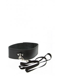 Wiązania-GP COLLAR AND LEASH BLACK - Uprzęże BDSM - 1